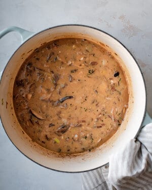 ingredients simmering in dutch oven