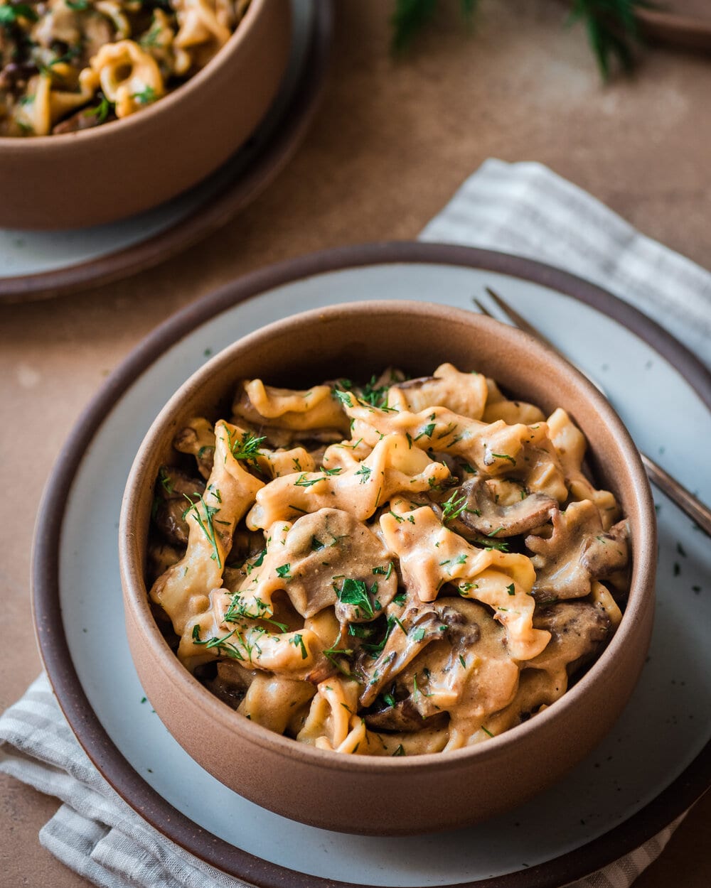 mushroom stroganoff in a bowl