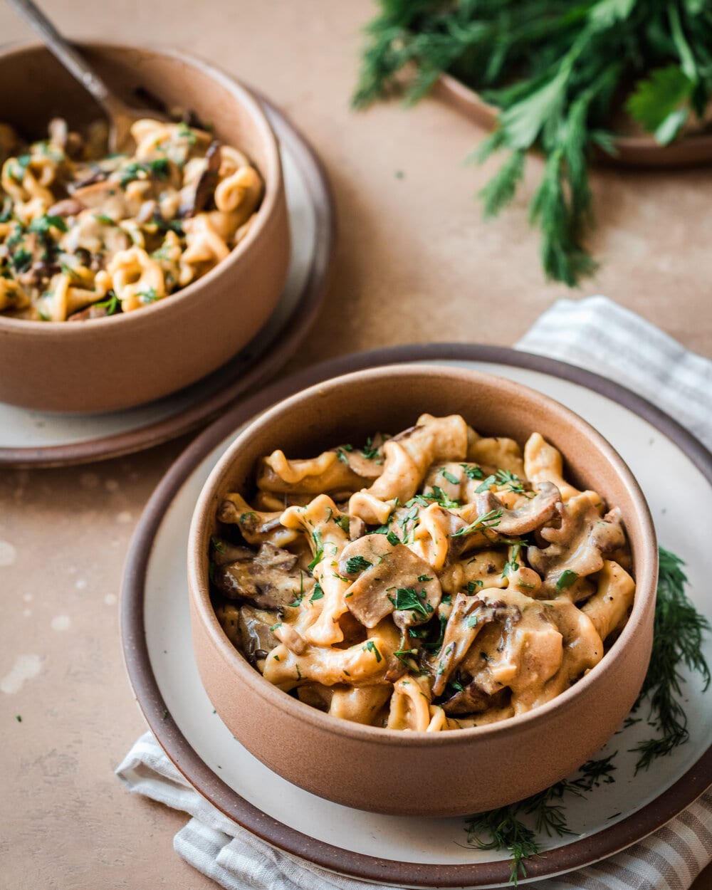 mushroom stroganoff in bowl