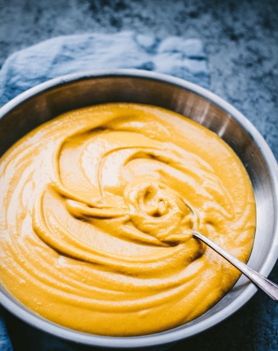 nut-free vegan cheese sauce in pan