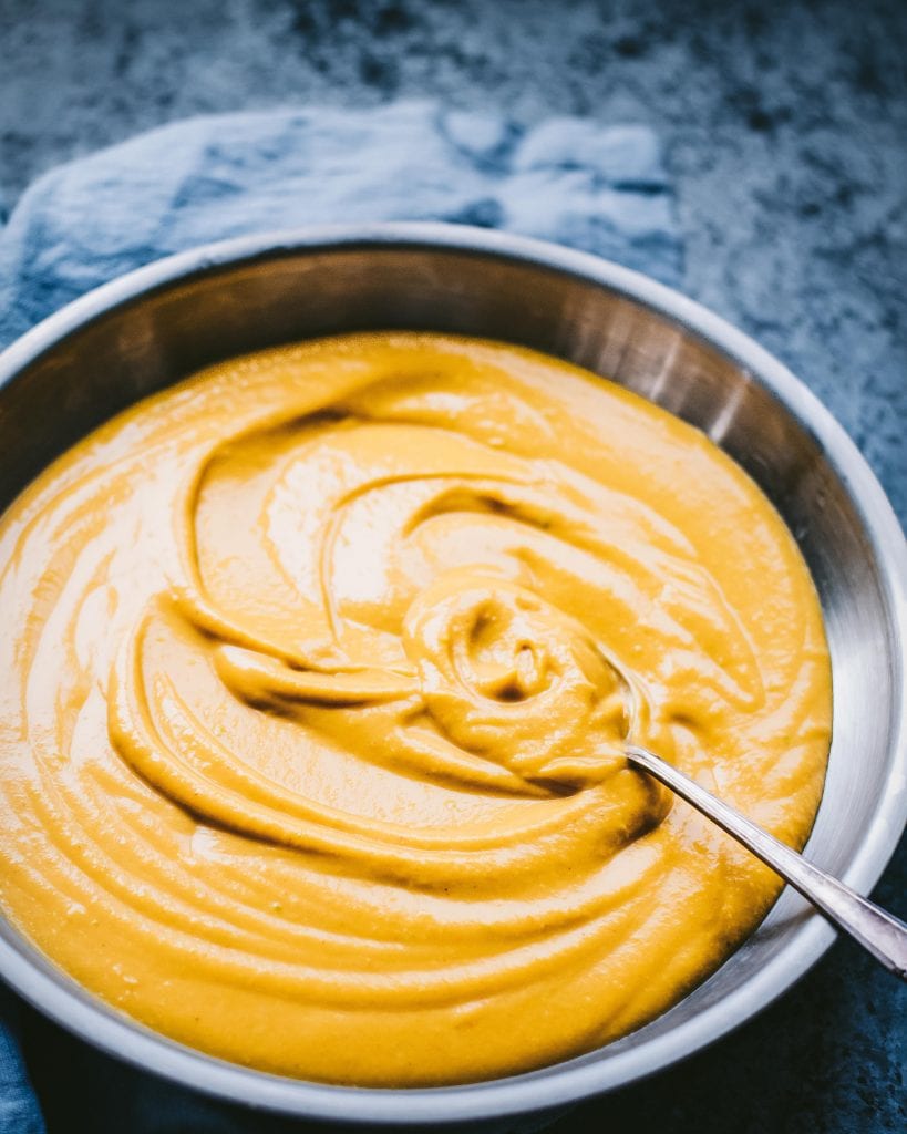 nut-free vegan cheese sauce in pan