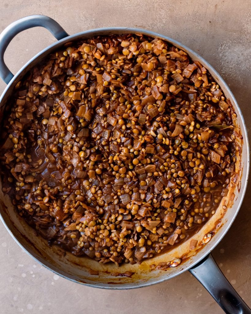 cooked lentil filling for shepherd's pie