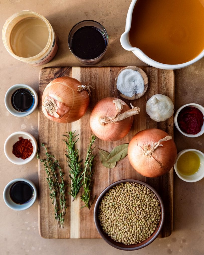 Healthy Vegan Shepherd's Pie - lentil filling ingredients