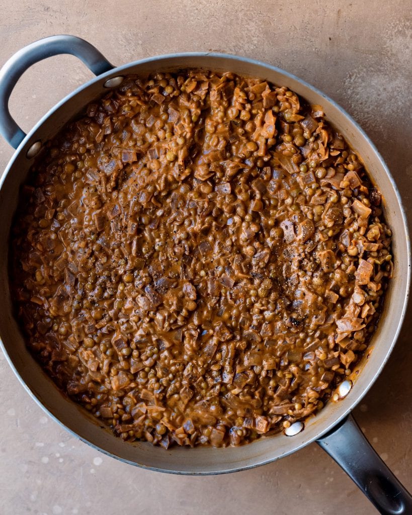 cooked lentil filling for shepherd's pie