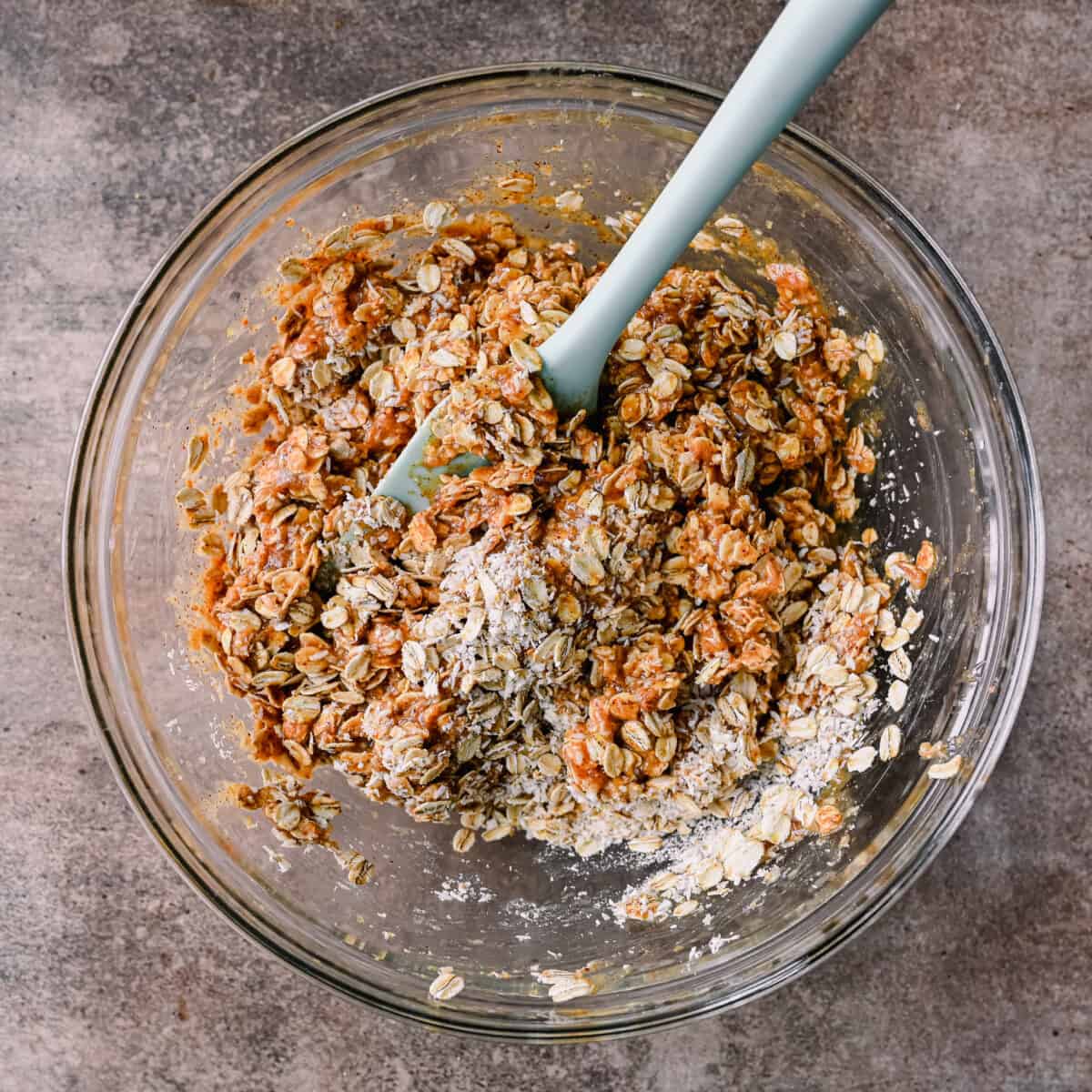 spatula mixing oatmeal cookie dough