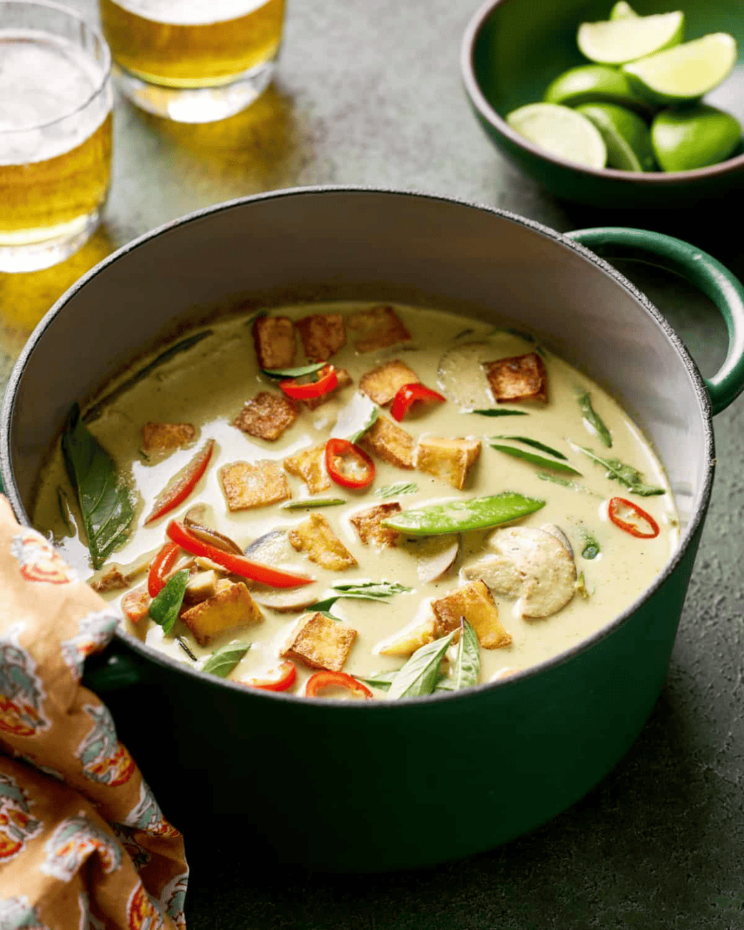large pot of thai green curry.