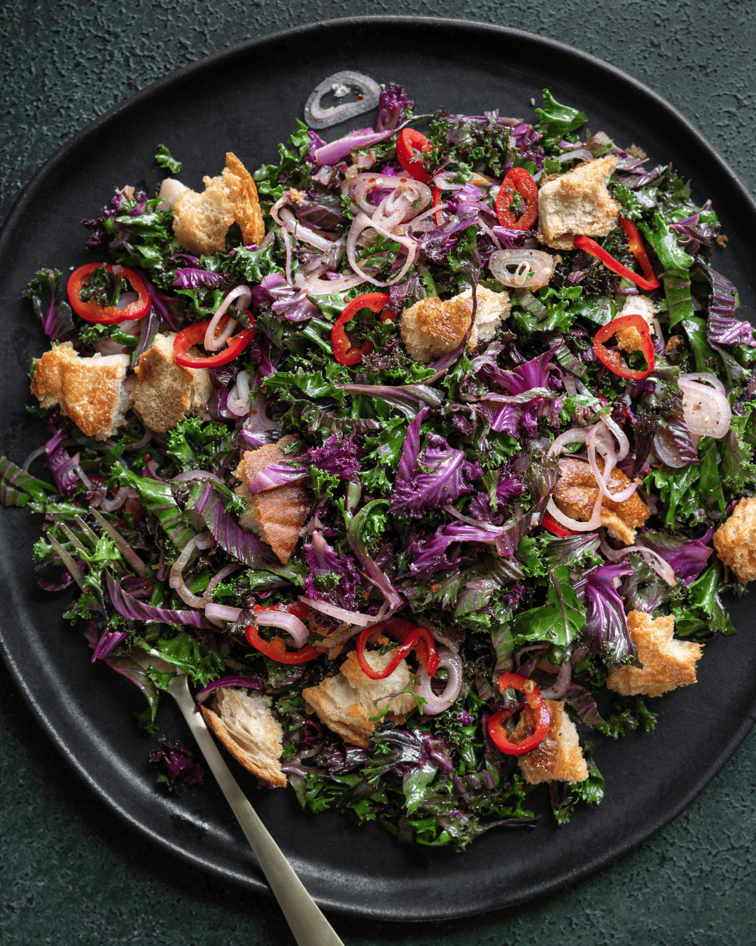 kale salad on a plate.