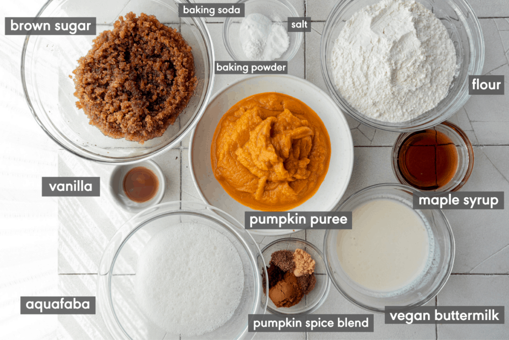 ingredients for pumpkin bread with names of ingredients