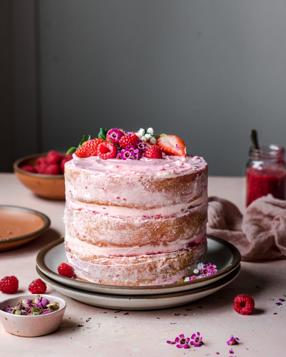 Vegan Vanilla Layer Cake with Raspberry Jam