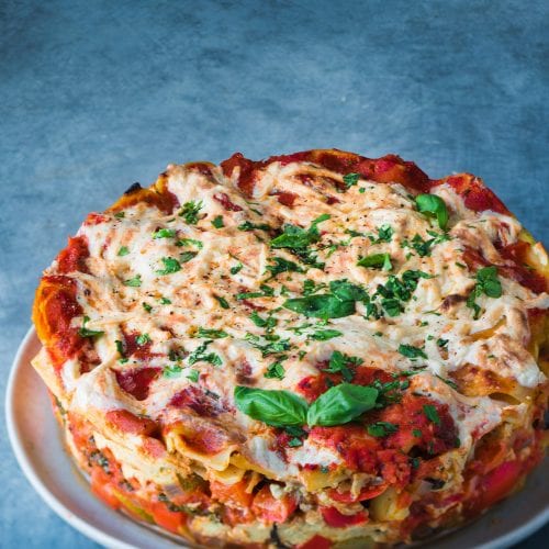 Vegan Instant Pot Lasagna on white plate