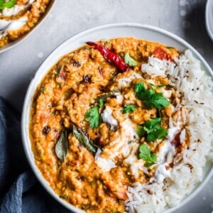 close-up shot of dal tadka in a bowl