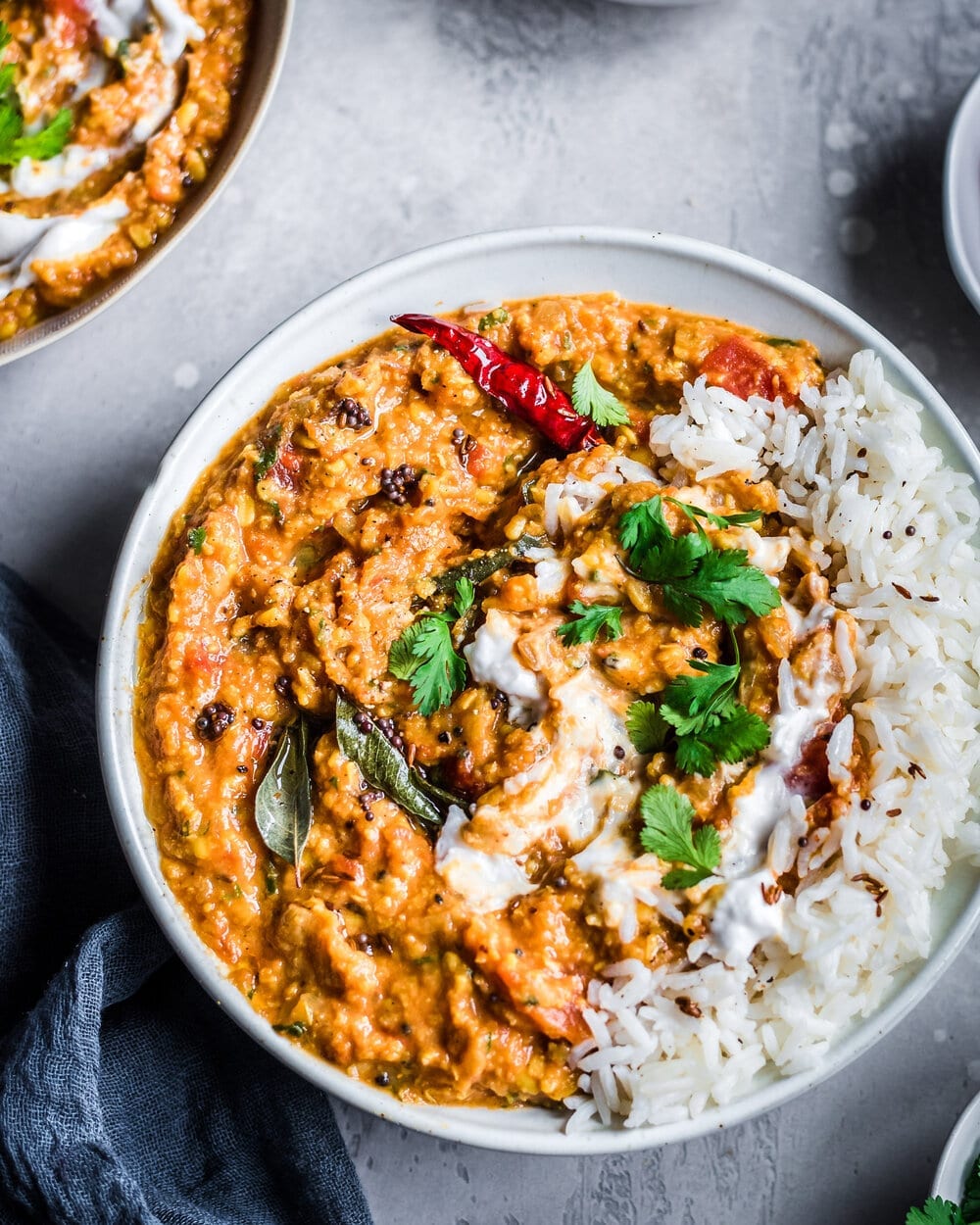 close-up shot of dal tadka in a bowl