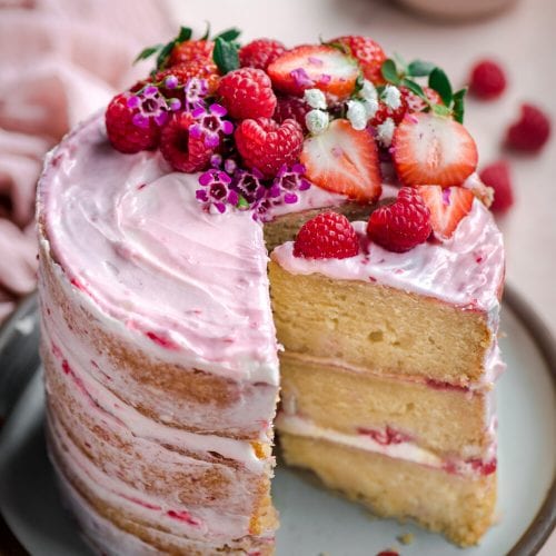 Vegan Vanilla Layer Cake with Raspberry Jam