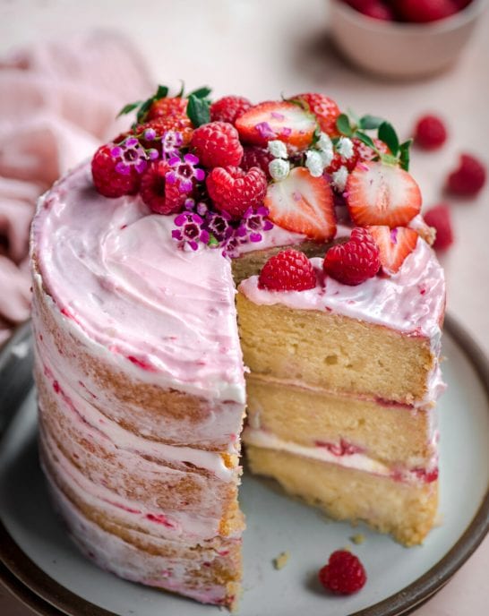 Vegan Vanilla Layer Cake with Raspberry Jam