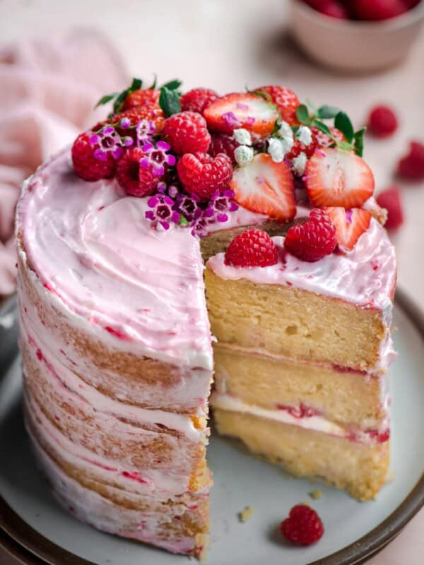 Vegan Vanilla Layer Cake with Raspberry Jam