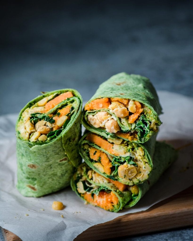 Smashed Chickpea Wraps with cashew cream