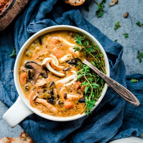 Instant Pot Wild Rice Mushroom Soup (Vegan)