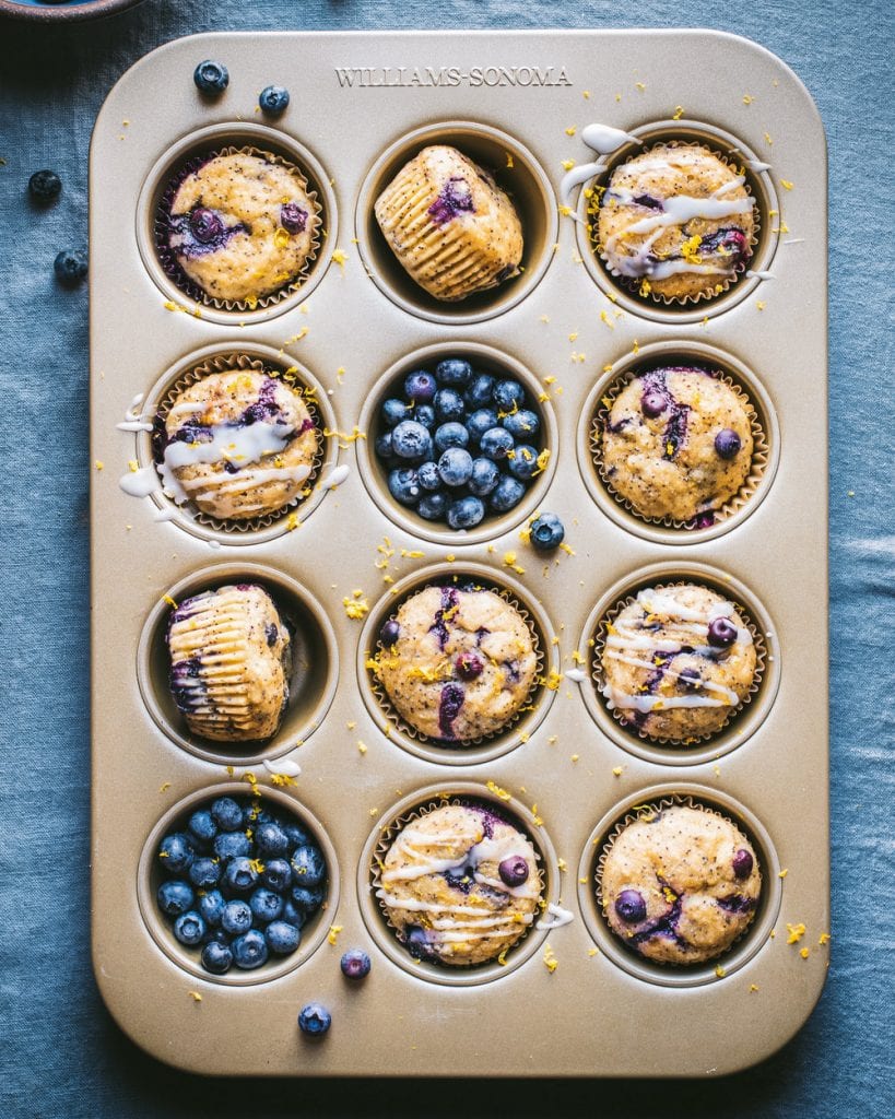 Our blueberry, chocolate chip, and lemon poppy seed muffin tops