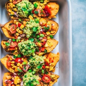 Healthy Burrito Bowl-Stuffed Sweet Potatoes