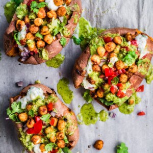 Tandoori Chickpea Stuffed Sweet Potatoes