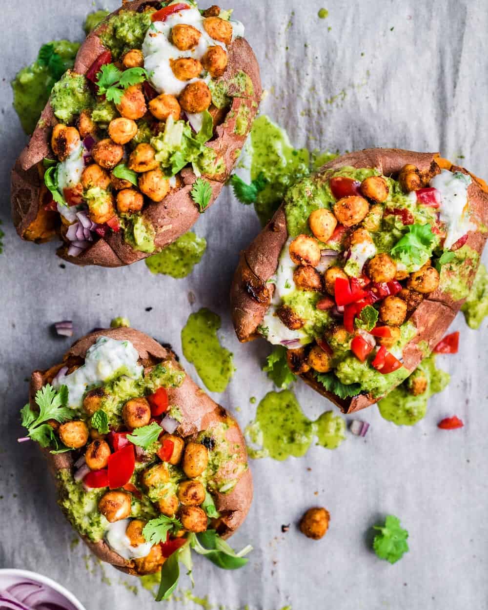 Tandoori Chickpea Stuffed Sweet Potatoes