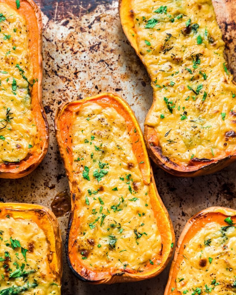 Cheesy Baked Butternut Squash (Vegan)