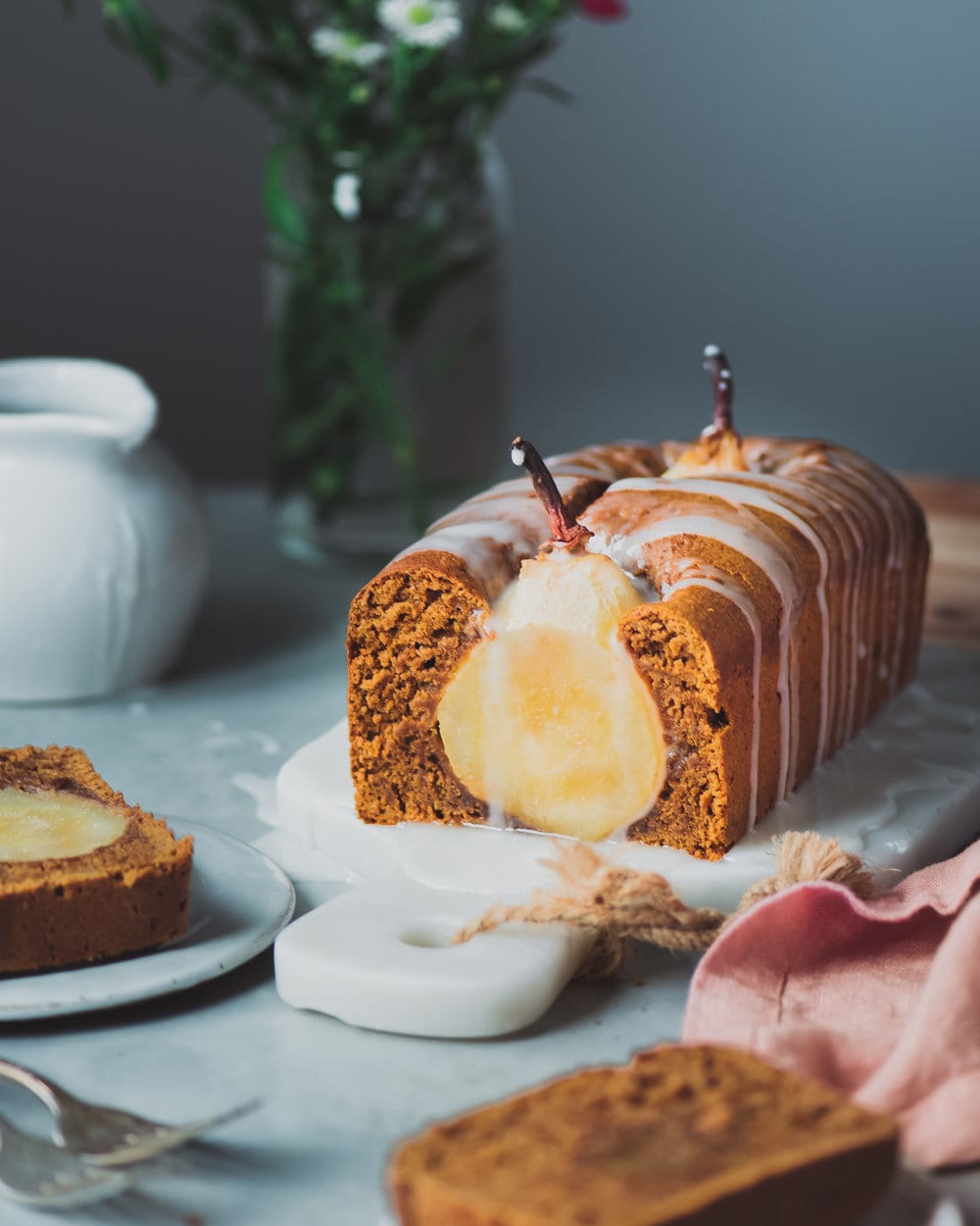 Poached Pear Gingerbread Cake (Vegan)