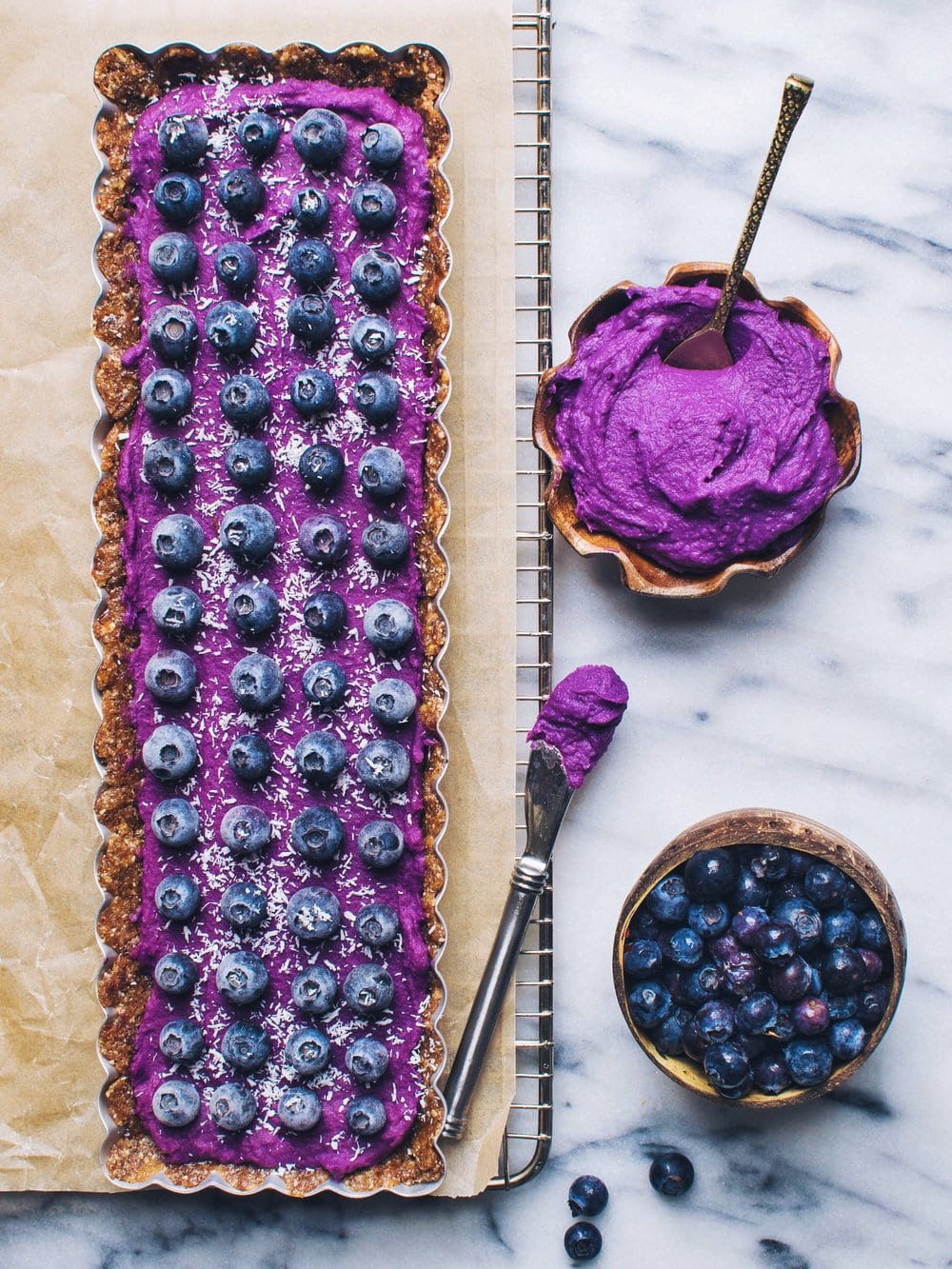 vegan, gluten-free purple sweet potato tart