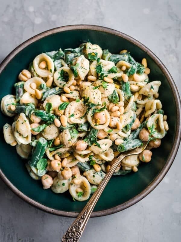 vegan tahini pasta salad