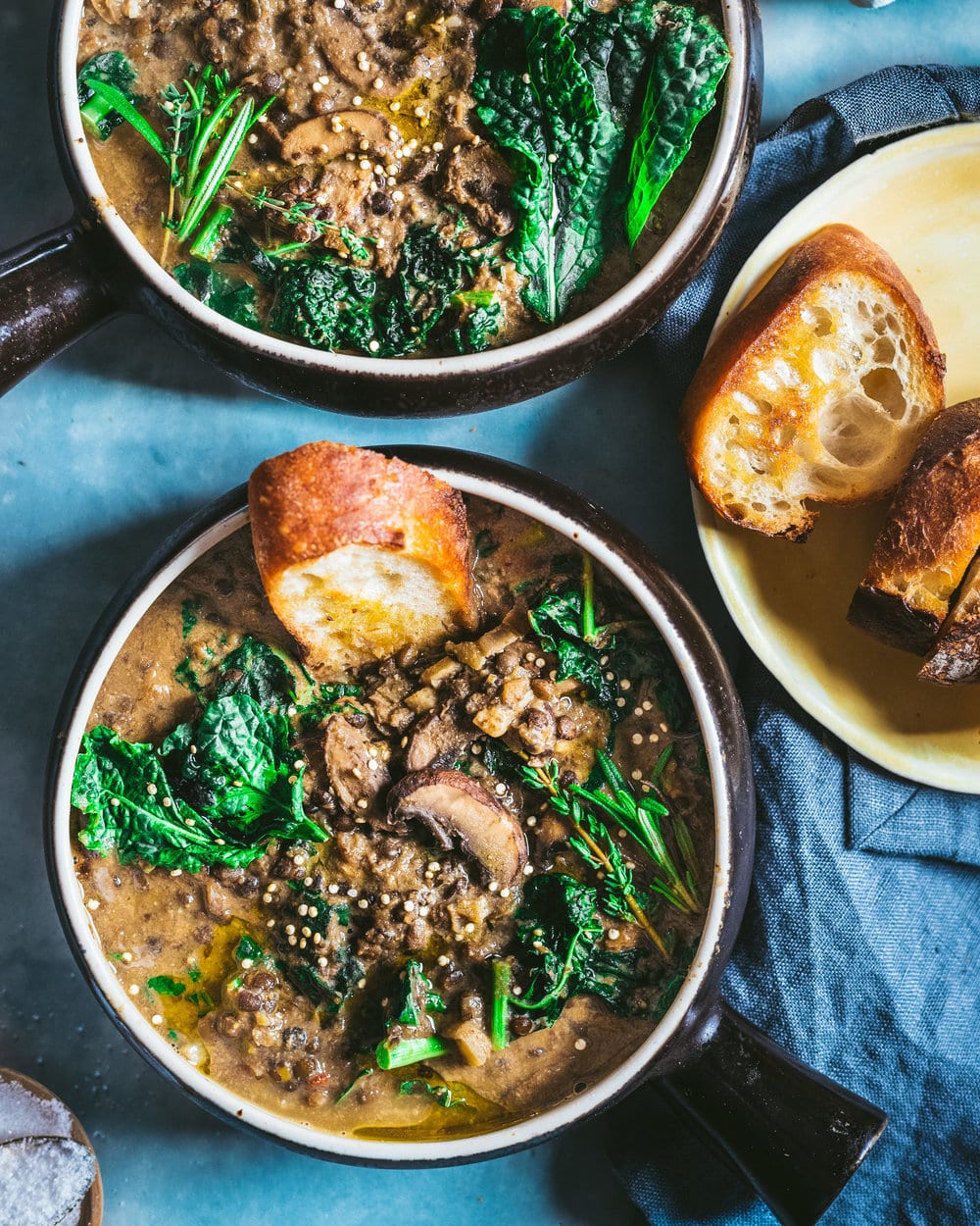 Creamy Mushroom and Black Beluga Lentil Stew