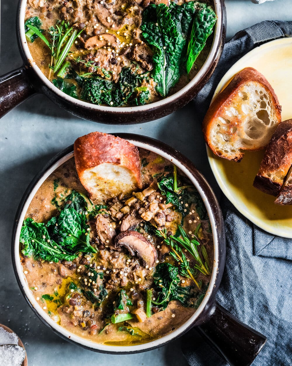 Creamy Mushroom and Black Beluga Lentil Stew