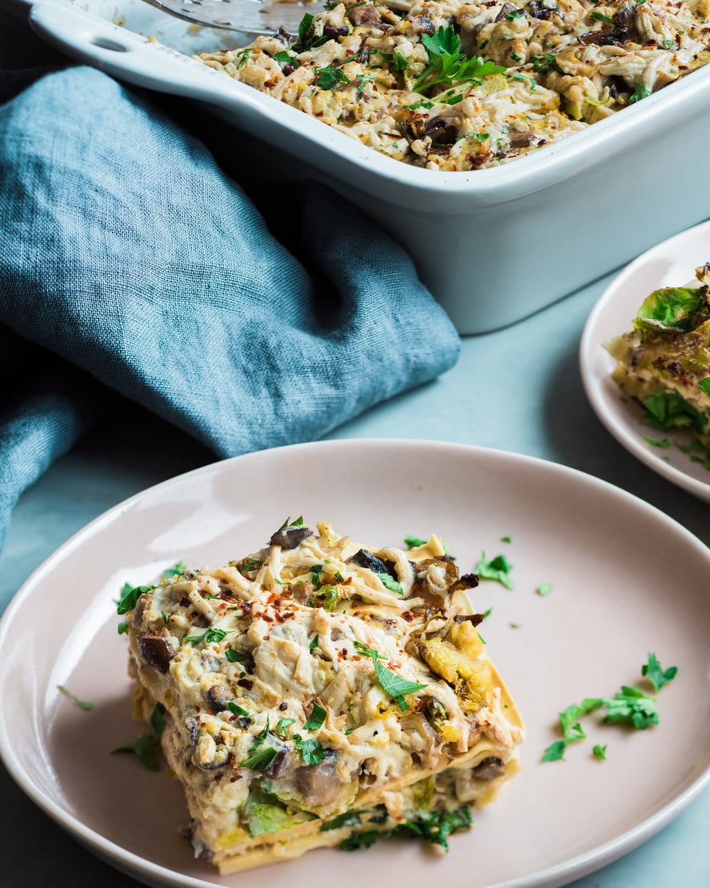Vegan Brussels Sprouts and Mushroom Lasagna