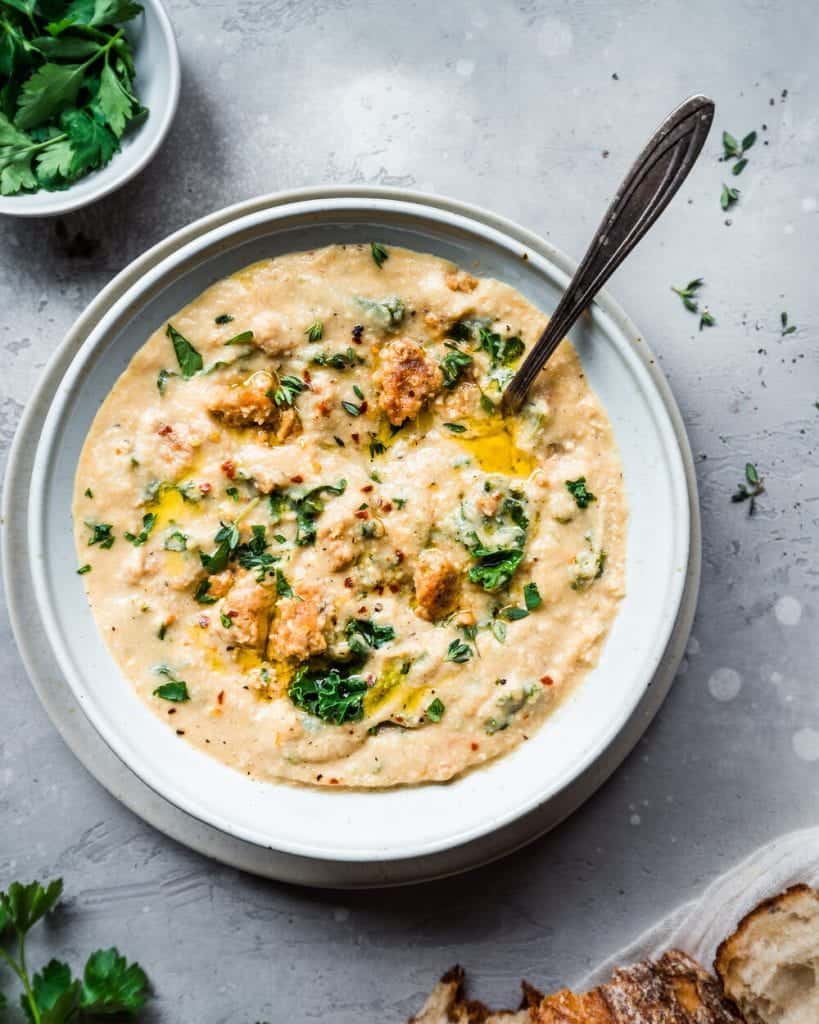 Creamy Vegan Cauliflower Soup with Sausage and Kale Rainbow Plant Life