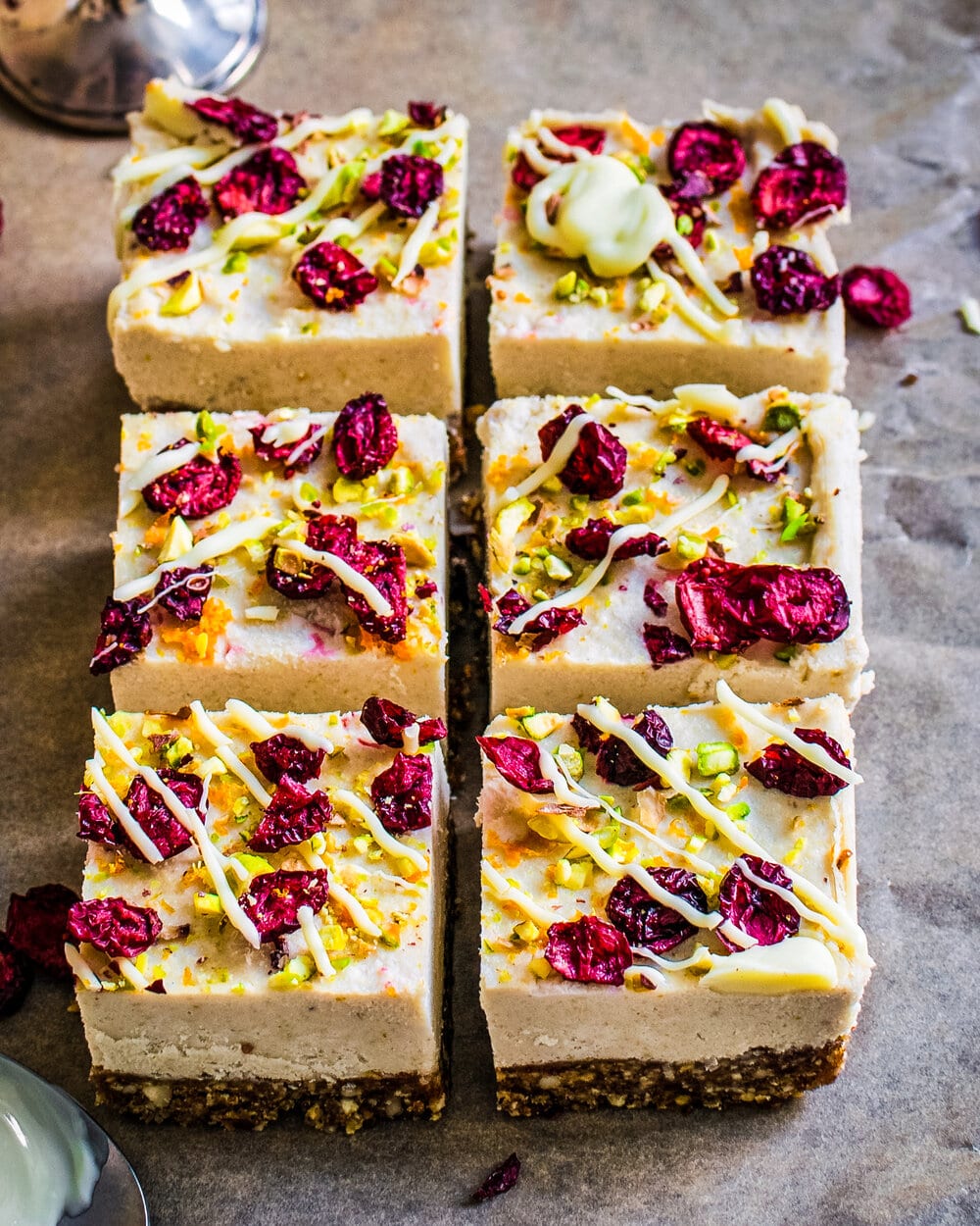 Raw Vegan White Chocolate Cranberry Cheesecake Bars Rainbow Plant Life