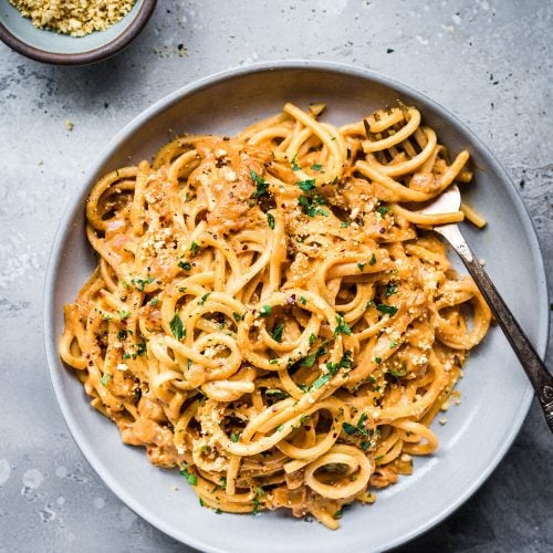 creamy pantry pasta in a bowl