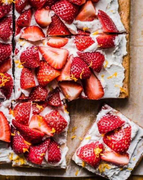 Vegan Strawberries and Cream Sheet Cake