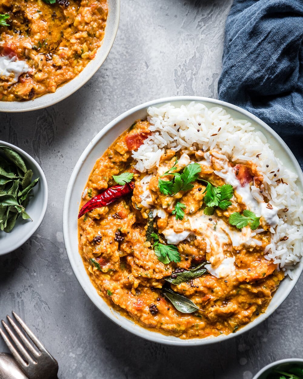 10 Healthy Vegan Lentil recipes. Vegan Indian dal tadka.