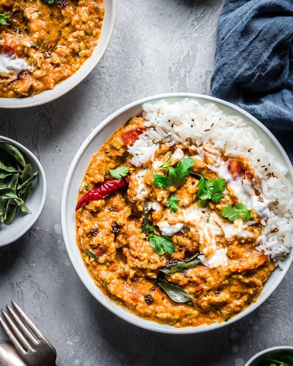 close up of dal tadka in a bowl