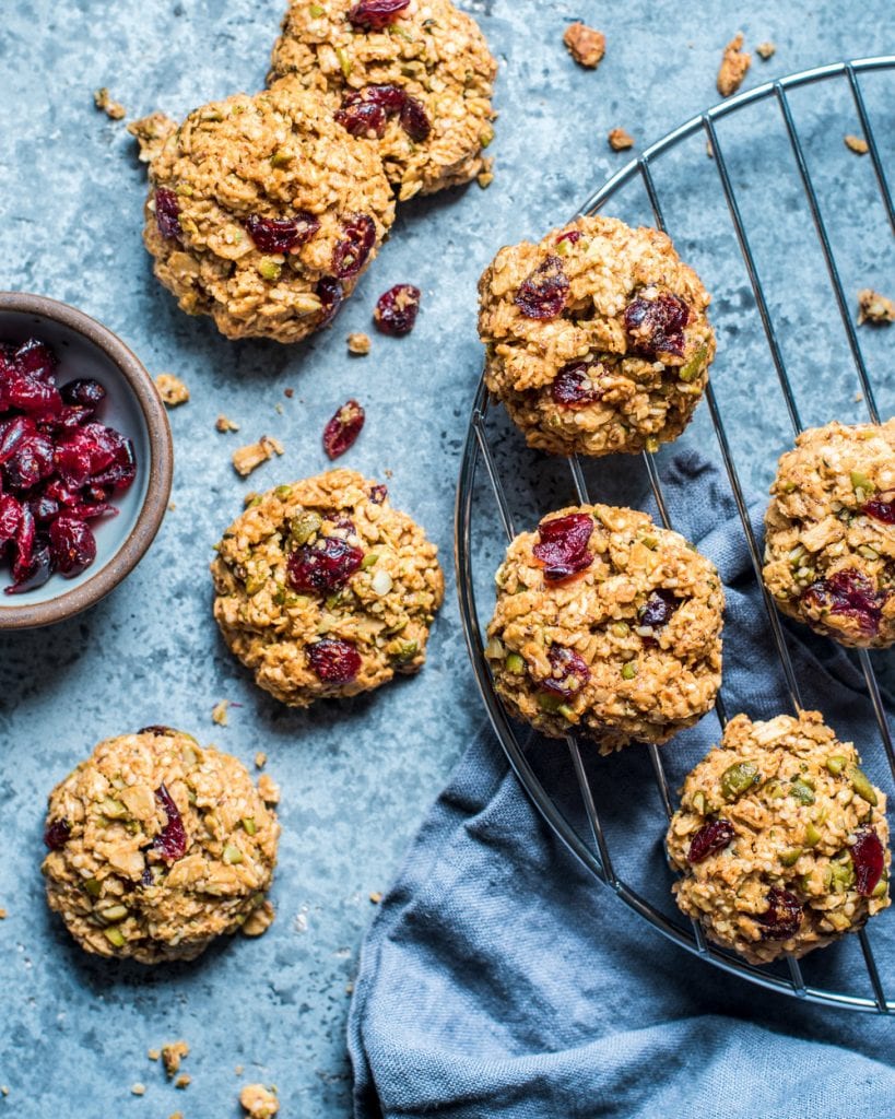 flatlay of breakfast cookies on wire rack