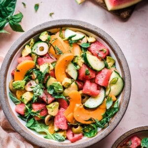Watermelon Cucumber Salad with Mint and Basil