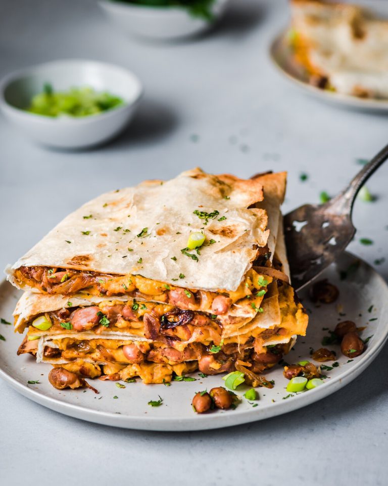 Vegan Quesadillas with Smoky Cheese and Refried Beans - Rainbow Plant Life