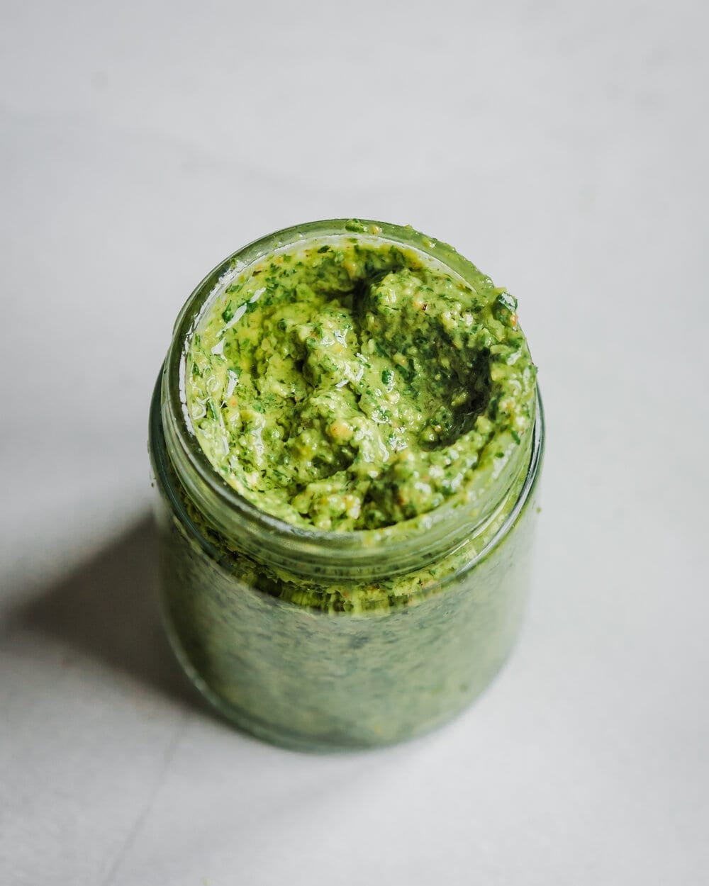 vegan basil pesto in a jar