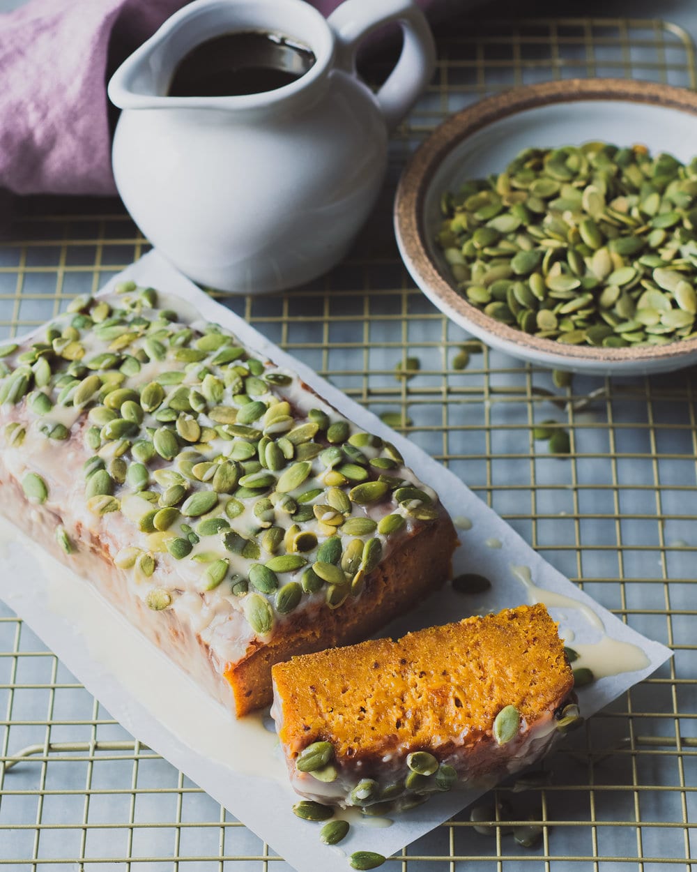 Vegan Pumpkin Bread with Maple Tahini Icing