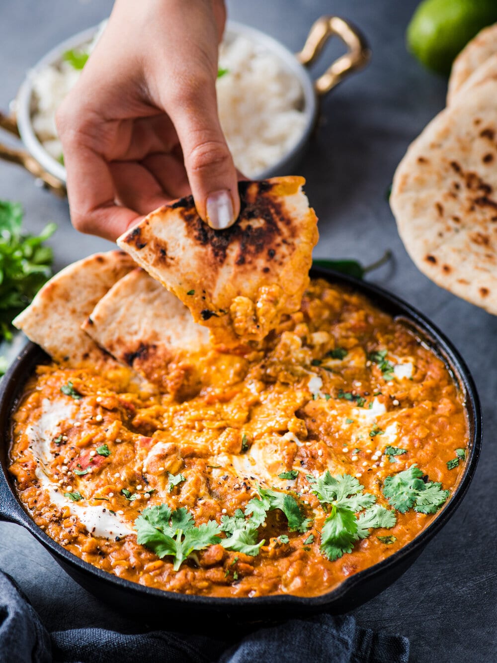 Red lentil sale and vegetable curry