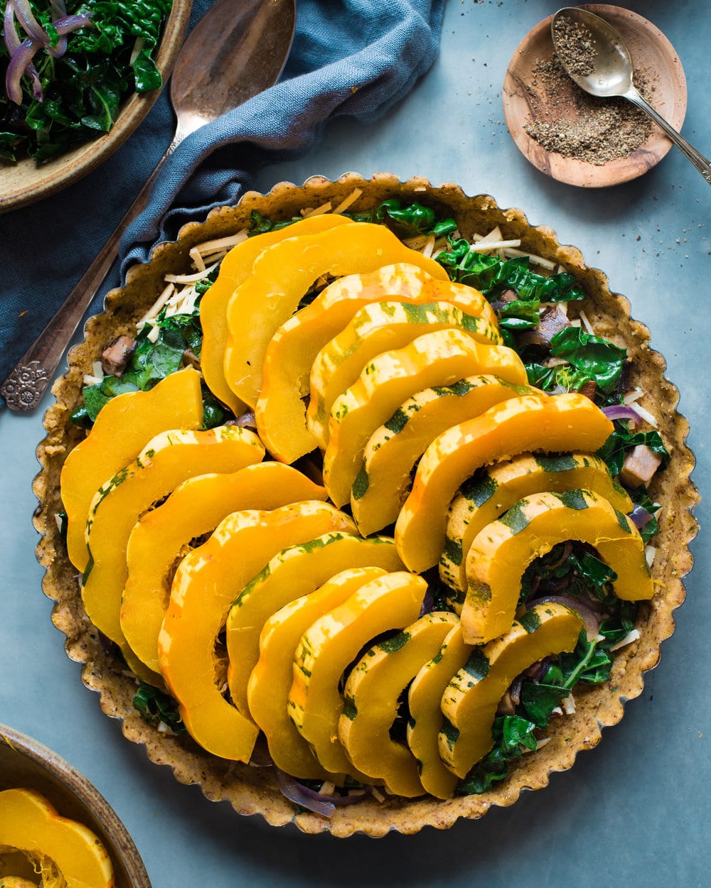 Cheesy Kale and Winter Squash Tart (Vegan, Gluten-Free)