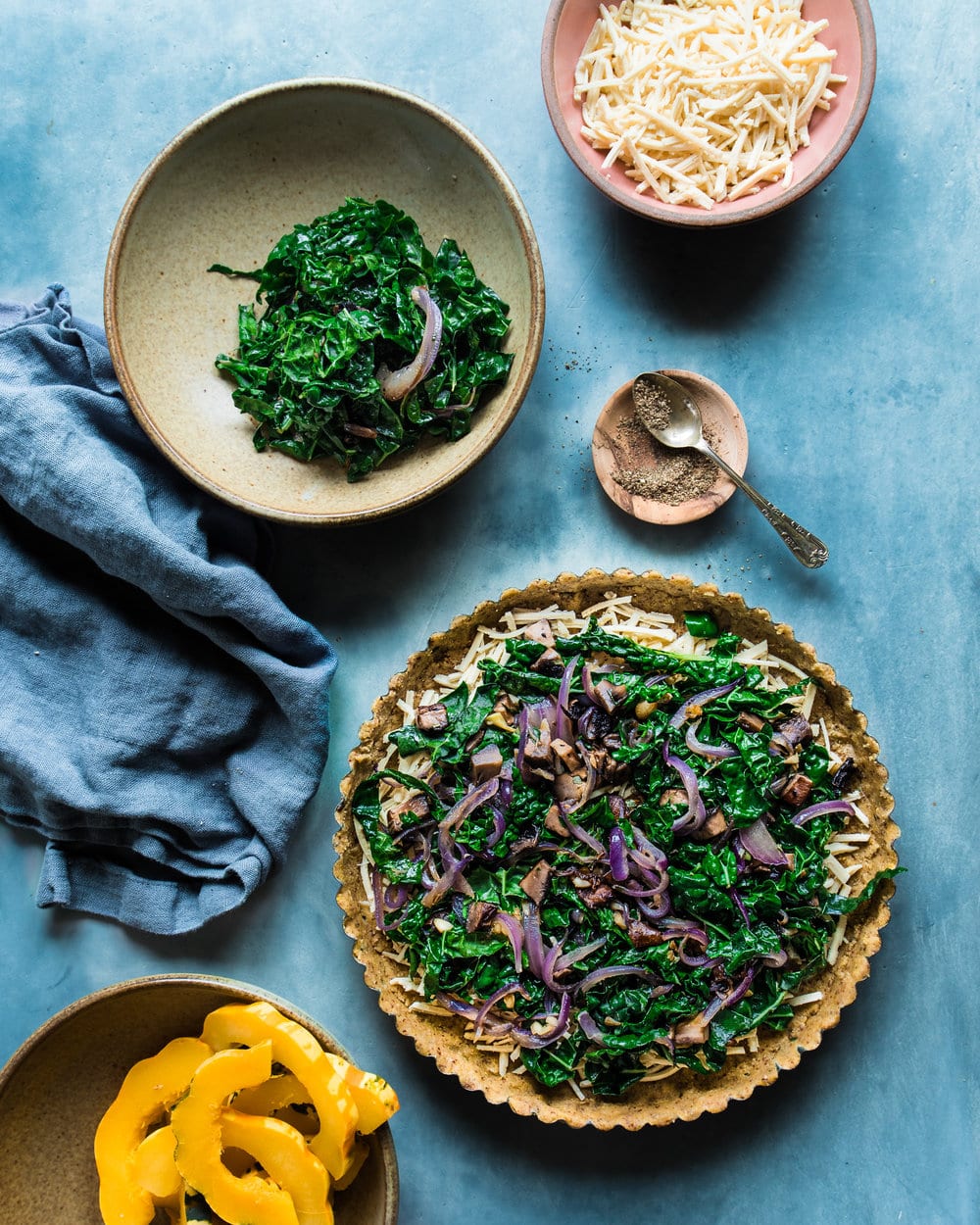 Cheesy Kale and Winter Squash Tart (Vegan, Gluten-Free)