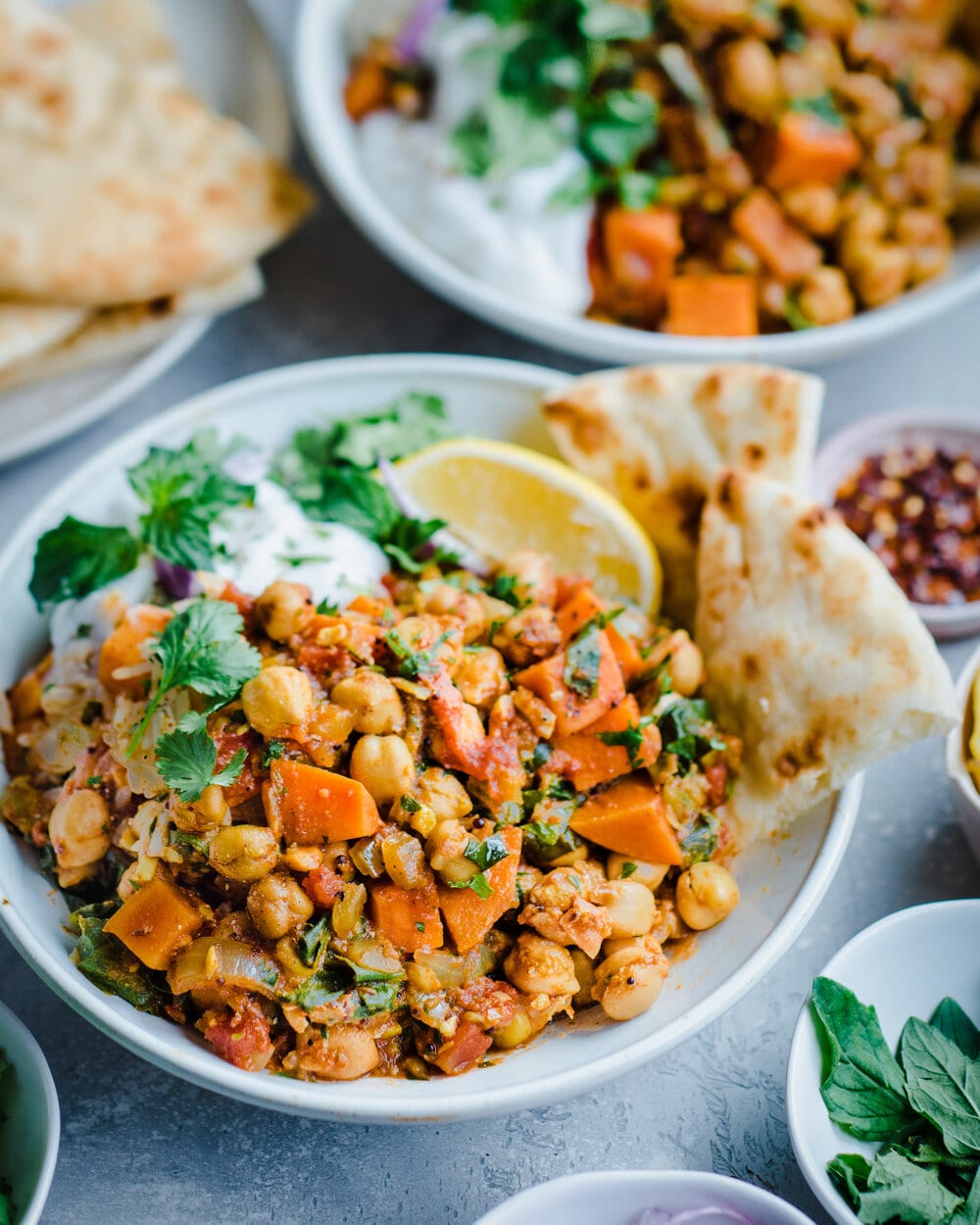 Indian Chickpea Sweet Potato Stew (Vegan, Gluten-Free)