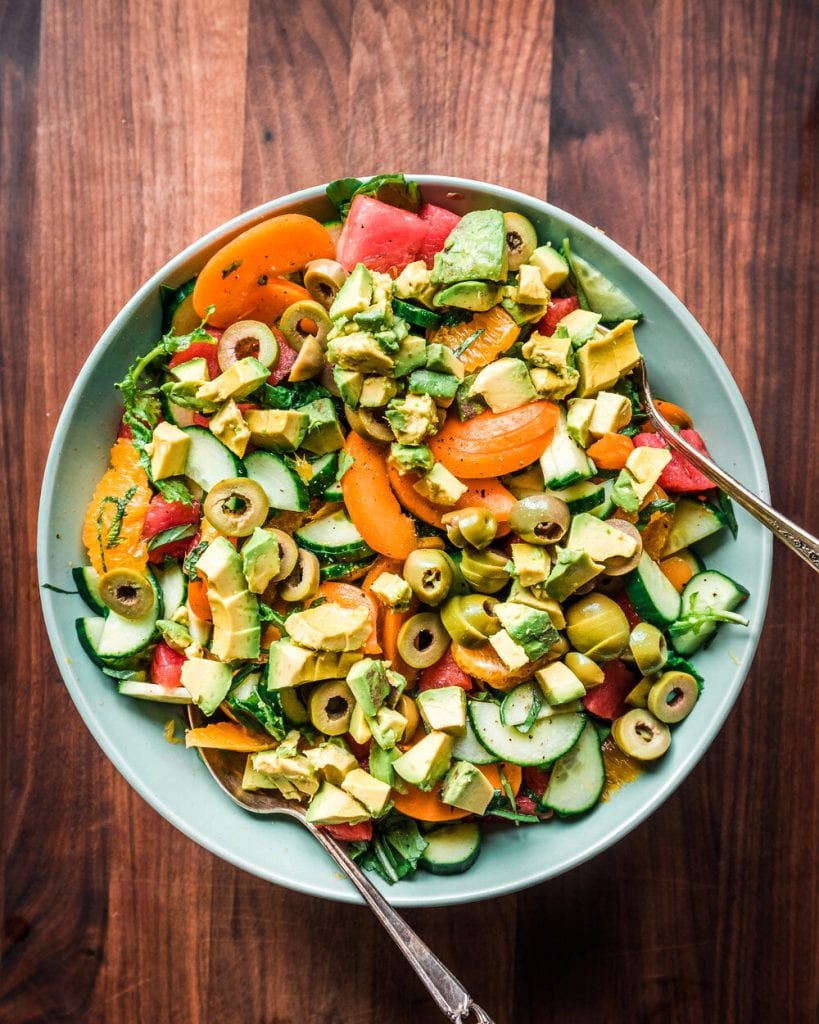 Watermelon Cucumber Salad with Mint and Basil - Rainbow Plant Life