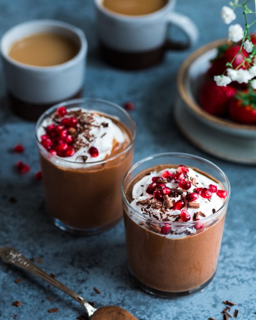 chocolate mousse in glasses