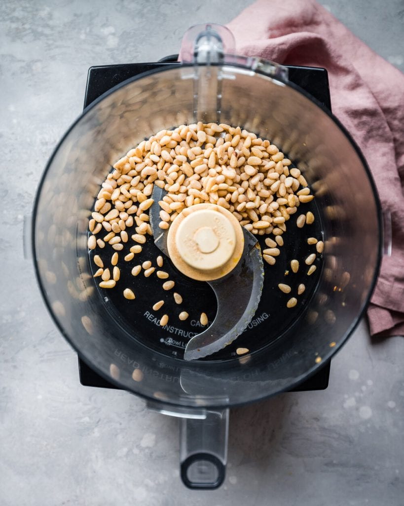 Pine nuts in a food processor